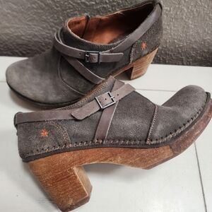 The ART Company Gray Suede Leather Clog Boho Booties, EU 41 US 10